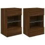Wall-mounted TV furniture with LED lights, 2 units, brown oak, 40x30x60.5 cm. by , TV Furniture - Ref: Foro24-837091, Price: ...