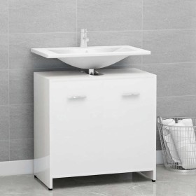 Armario de baño madera contrachapada blanco brillo 60x33x61 cm en Muebles de baño | Comprar online en Foro24