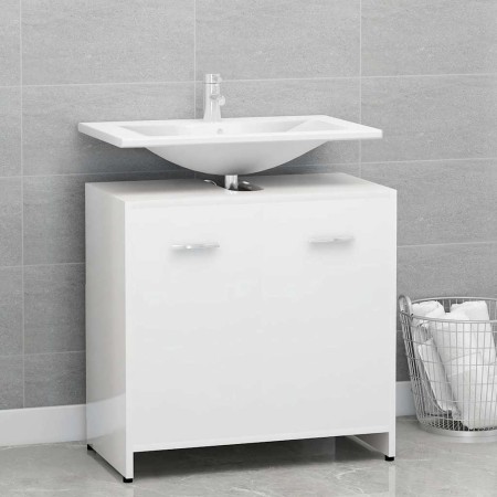 Armario de baño madera contrachapada blanco brillo 60x33x61 cm en Muebles de baño | Comprar online en Foro24