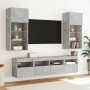 Wall-mounted TV stand with LED lights in concrete gray, 40x30x40 cm. by , TV Furniture - Ref: Foro24-837175, Price: 34,84 €, ...