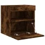 Mueble de TV de pared con luces LED roble ahumado 40x30x40 cm de , Muebles TV - Ref: Foro24-837177, Precio: 34,69 €, Descuent...