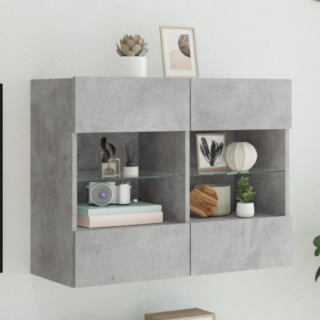 Wand-TV-Möbel mit betongrauen LED-Leuchten 78,5x30x60,5 cm von , TV-Möbel - Ref: Foro24-837102, Preis: 65,28 €, Rabatt: %