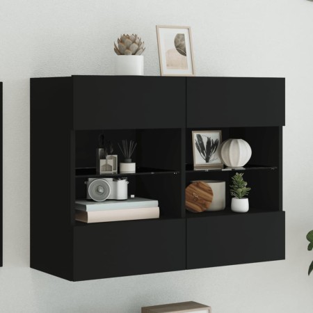Wand-TV-Möbel mit schwarzen LED-Leuchten 78,5x30x60,5 cm von , TV-Möbel - Ref: Foro24-837100, Preis: 67,95 €, Rabatt: %