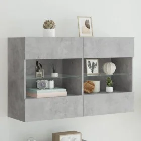 Wand-TV-Möbel mit betongrauen LED-Leuchten 98,5x30x60,5 cm von , TV-Möbel - Ref: Foro24-837109, Preis: 87,47 €, Rabatt: %