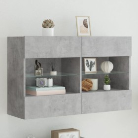 Wand-TV-Möbel mit betongrauen LED-Leuchten 98,5x30x60,5 cm von , TV-Möbel - Ref: Foro24-837109, Preis: 88,80 €, Rabatt: %