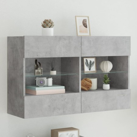 Wand-TV-Möbel mit betongrauen LED-Leuchten 98,5x30x60,5 cm von , TV-Möbel - Ref: Foro24-837109, Preis: 88,80 €, Rabatt: %