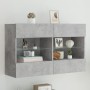 Mueble TV de pared con luces LED gris hormigón 98,5x30x60,5 cm de , Muebles TV - Ref: Foro24-837109, Precio: 91,78 €