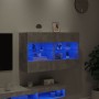 Mueble TV de pared con luces LED gris hormigón 98,5x30x60,5 cm de , Muebles TV - Ref: Foro24-837109, Precio: 91,78 €