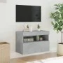 Wall-mounted TV stand with LED lights in concrete gray, 60x30x40 cm. by , TV Furniture - Ref: Foro24-837189, Price: 44,89 €, ...