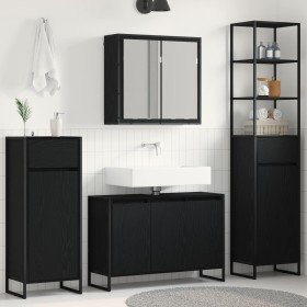 Juego de muebles de baño Roble Negro Madera de ingeniería en Tocadores de baño | Comprar online en Foro24