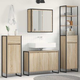 Juego de muebles de baño Roble Sonoma Madera de ingeniería en Tocadores de baño | Comprar online en Foro24