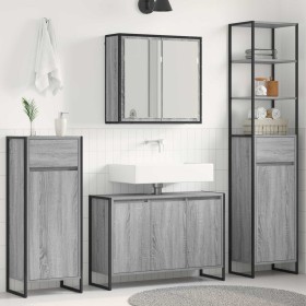 Juego de muebles de baño Gris Sonoma Madera de ingeniería en Tocadores de baño | Comprar online en Foro24