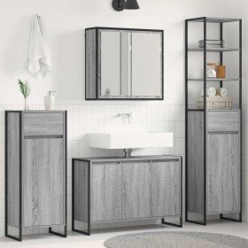 Juego de muebles de baño Gris Sonoma Madera de ingeniería en Tocadores de baño | Comprar online en Foro24