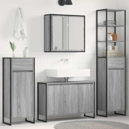 Juego de muebles de baño Gris Sonoma Madera de ingeniería en Tocadores de baño | Comprar online en Foro24