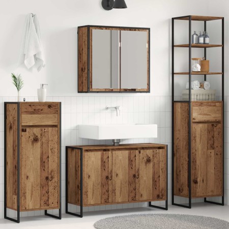 Juego de muebles de baño Madera vieja Madera de ingeniería en Tocadores de baño | Comprar online en Foro24