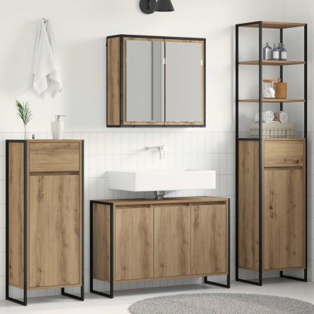 Juego de muebles de baño Roble artesanal Madera de ingeniería en Tocadores de baño | Comprar online en Foro24