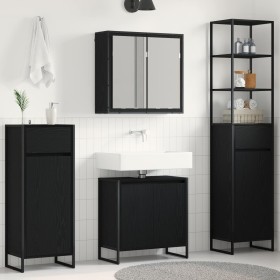 Juego de muebles de baño Roble Negro Madera de ingeniería en Tocadores de baño | Comprar online en Foro24
