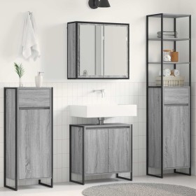 Juego de muebles de baño Gris Sonoma Madera de ingeniería en Tocadores de baño | Comprar online en Foro24