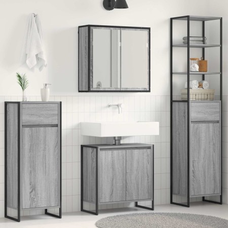 Juego de muebles de baño Gris Sonoma Madera de ingeniería en Tocadores de baño | Comprar online en Foro24