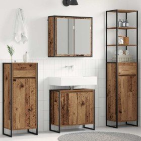 Juego de muebles de baño Madera vieja Madera de ingeniería en Tocadores de baño | Comprar online en Foro24