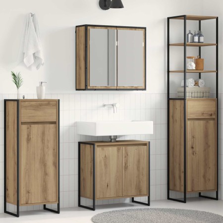 Juego de muebles de baño Roble artesanal Madera de ingeniería en Tocadores de baño | Comprar online en Foro24
