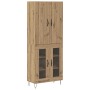 Aparador alto 2 pcs Roble artesanal Madera tecnológica y vidrio en Aparadores | Comprar online en Foro24