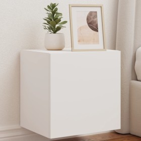 Mueble de TV de pared con luces LED blanco 40,5x35x40 cm