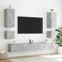Wall-mounted TV stand with LED lights in concrete gray, 40.5x35x40 cm by , TV Furniture - Ref: Foro24-837252, Price: 41,76 €,...