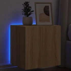 Wall-mounted TV stand with LED lights Sonoma oak 40.5x35x40 cm by , TV Furniture - Ref: Foro24-837250, Price: 41,78 €, Discou...