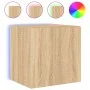 Wall-mounted TV stand with LED lights Sonoma oak 40.5x35x40 cm by , TV Furniture - Ref: Foro24-837250, Price: 41,78 €, Discou...