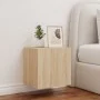 Wall-mounted TV stand with LED lights Sonoma oak 40.5x35x40 cm by , TV Furniture - Ref: Foro24-837250, Price: 41,78 €, Discou...