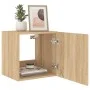 Wall-mounted TV stand with LED lights Sonoma oak 40.5x35x40 cm by , TV Furniture - Ref: Foro24-837250, Price: 41,78 €, Discou...