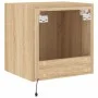 Wall-mounted TV stand with LED lights Sonoma oak 40.5x35x40 cm by , TV Furniture - Ref: Foro24-837250, Price: 41,78 €, Discou...