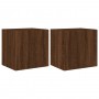 Muebles TV de pared luces LED 2 uds marrón roble 40,5x35x40 cm de , Muebles TV - Ref: Foro24-837259, Precio: 70,75 €