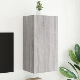 Wall-mounted TV stand with LED lights in Sonoma gray, 40.5x35x80 cm by , TV Furniture - Ref: Foro24-837265, Price: 61,96 €, D...