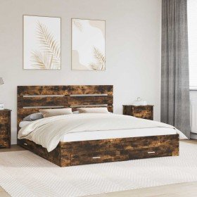 Estructura de cama con cajón Roble ahumado 200 x 200 cm en Conjuntos de muebles | Comprar online en Foro24