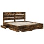 Estructura de cama con cajón Roble ahumado 200 x 200 cm en Conjuntos de muebles | Comprar online en Foro24