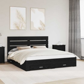 Estructura de cama con cajón Roble Negro 180 x 200 cm en Conjuntos de muebles | Comprar online en Foro24