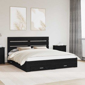 Estructura de cama con cajón Roble Negro 180 x 200 cm en Conjuntos de muebles | Comprar online en Foro24