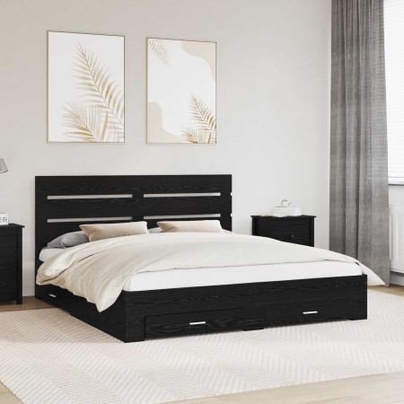 Estructura de cama con cajón Roble Negro 180 x 200 cm en Conjuntos de muebles | Comprar online en Foro24