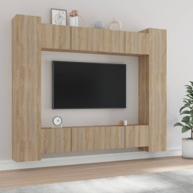 Set de muebles para TV 8 pzas madera contrachapada roble Sonoma