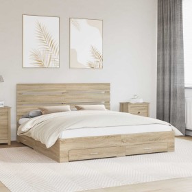 Estructura de cama con cajón Roble Sonoma 180 x 200 cm en Conjuntos de muebles | Comprar online en Foro24