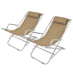 Liegestühle 2 Einheiten taupefarbener Stahlstahl von vidaXL, Liegen - Ref: Foro24-44298, Preis: 158,68 €, Rabatt: %
