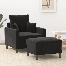 Sessel aus schwarzem Samt mit Hocker 60 cm von , Sofas - Ref: Foro24-3201102, Preis: 224,32 €, Rabatt: %