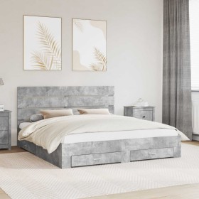Estructura de cama con cajón Gris Concreto 180 x 200 cm en Conjuntos de muebles | Comprar online en Foro24