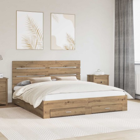 Estructura de cama con cajón Roble artesanal 180 x 200 cm en Conjuntos de muebles | Comprar online en Foro24