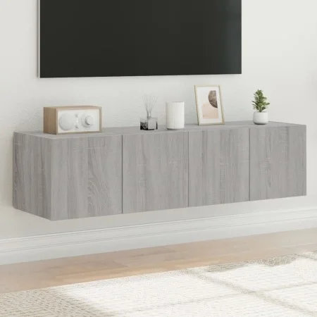 Wall-mounted TV furniture with LED lights 2 units Sonoma gray 60x35x31 cm by , TV Furniture - Ref: Foro24-837278, Price: 87,6...