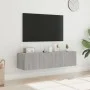 Wall-mounted TV furniture with LED lights 2 units Sonoma gray 60x35x31 cm by , TV Furniture - Ref: Foro24-837278, Price: 87,6...
