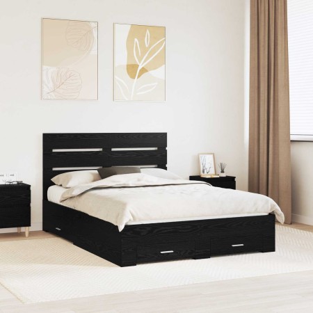 Estructura de cama con cajón Roble Negro 160 x 200 cm en Conjuntos de muebles | Comprar online en Foro24