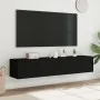 Wall-mounted TV furniture with LED lights 2 units black 80x35x31 cm by , TV Furniture - Ref: Foro24-837284, Price: 115,83 €, ...